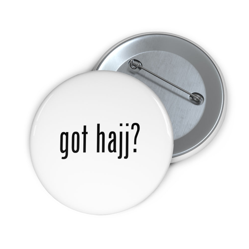 White Got Hajj  Button Pin