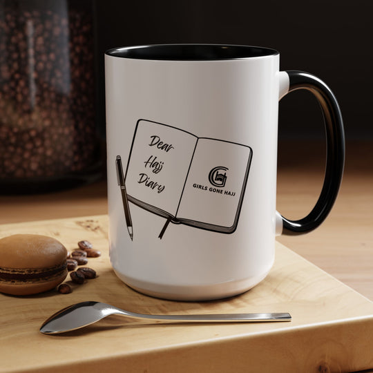 Dear Hajj Diary Accent Mug 15 oz, with Journal Illustration